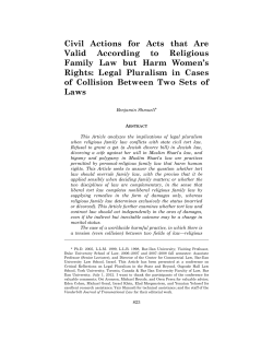 Civil Actions for Acts that Are Valid According to Religious Family