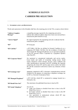 appendix one &ndash; outbound wholesale services agreement