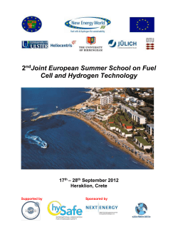 2 nd Joint European Summer School for Fuel Cell and