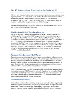 POLST: Advance Care Planning for the Seriously Ill