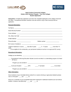 Golden Leaf Application - Montgomery Community College