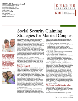 Social Security Claiming Strategies for Married Couples
