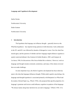 Language and Cognition in Development Stella