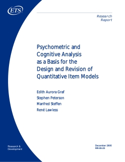 Psychometric and Cognitive Analysis as a Basis for the
