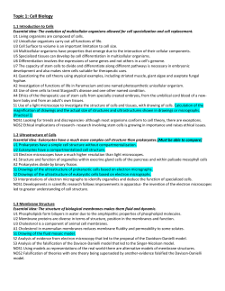 Topic 1: Cell Biology