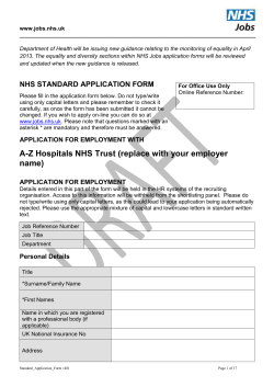 NHS Standard Application Form