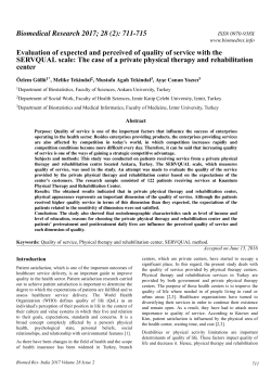 Evaluation of expected and perceived of quality