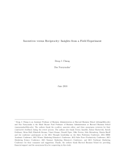 Incentives versus Reciprocity