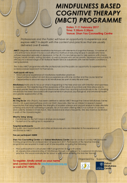 Mindfulness based cognitive therapy MBCT Workshop