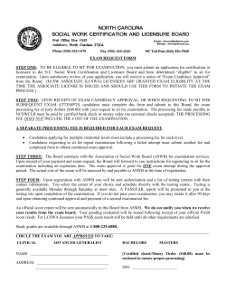 EXAM REQUEST FORM STEP ONE: TO BE ELIGIBLE TO SIT FOR