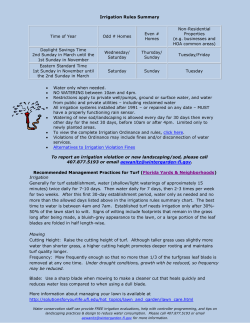 Irrigation Rules Summary Time of Year Odd # Homes Even # Homes