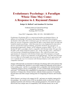 Evolutionary Psychology: A Paradigm Whose Time May Come: A