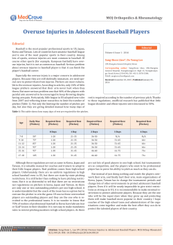 Overuse Injuries in Adolescent Baseball Players