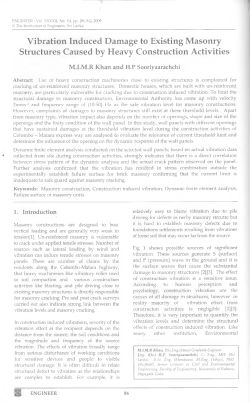 Vibration Induced Damage to Existing Masonry Structures Caused