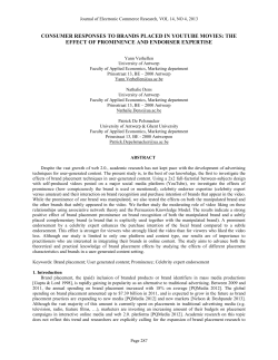 Consumer Responses To Brands Placed In Youtube Movies