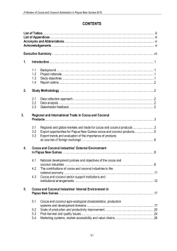 review of cocoa and coconut sub-sectors