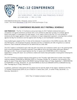 PAC-12 CONFERENCE RELEASES 2017 FOOTBALL SCHEDULE