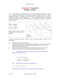 Solutions for Tutorial 10 Stability Analysis