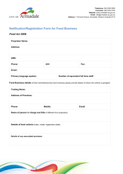 Notification / Registration Form for Food Business
