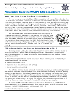 Newsbriefs from the WASPC CJIS Department