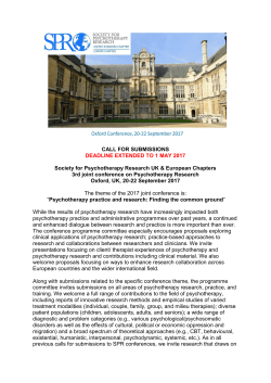 CALL FOR SUBMISSIONS DEADLINE EXTENDED TO 1 MAY 2017