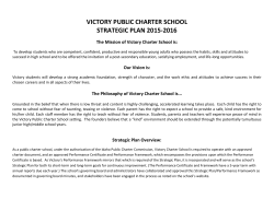 Victory Charter School Strategic Plan – An incorporation of the