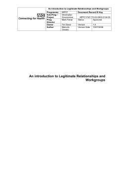 2. Introduction to Legitimate Relationships and Workgroups
