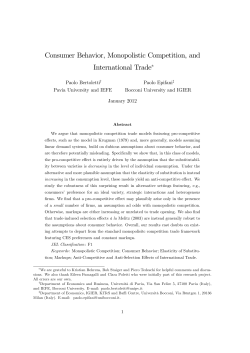 Consumer Behavior, Monopolistic Competition, and International