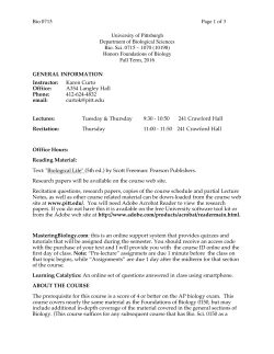 Bio 0715 Page 1 of 3 University of Pittsburgh Department of