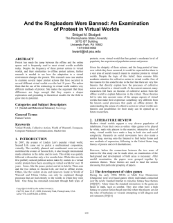 An Examination of Protest in Virtual Worlds