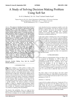 A Study of Solving Decision Making Problem Using Soft Set