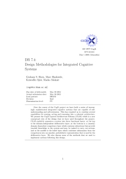 DR 7.4: Design Methodologies for Integrated Cognitive Systems