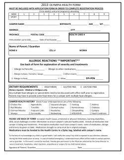 2013 olympia health form allergic reactions **important