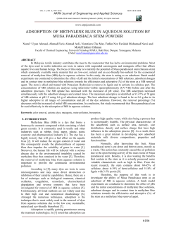 adsorption of methylene blue in aqueous solution