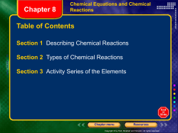 Section 1 Describing Chemical Reactions Chapter 8