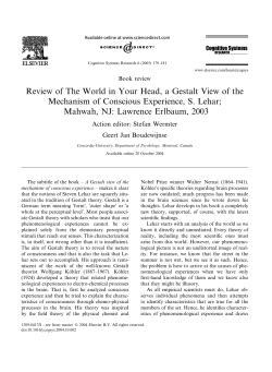 Review of The World in Your Head, a Gestalt View of the Mechanism