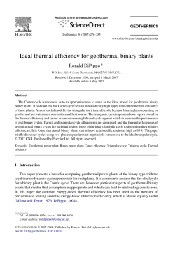 Ideal thermal efficiency for geothermal binary plants