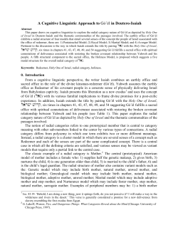 A Cognitive Linguistic Approach to Go`el in Deutero