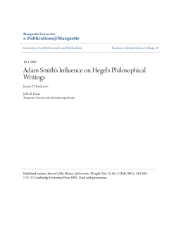 Adam Smith`s Influence on Hegel`s Philosophical Writings