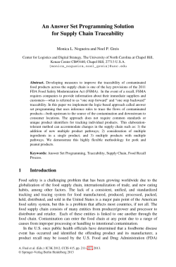 An Answer Set Programming Solution for Supply Chain Traceability