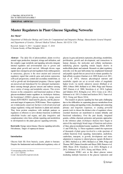 Master Regulators in Plant Glucose Signaling Networks