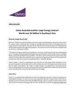 Ovivo Awarded another Large Energy Contract Worth