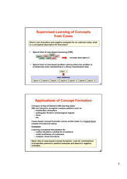 Supervised Learning of Concepts from Cases Applications