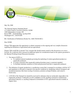 1 May 5th, 2008 The National Organic Standards