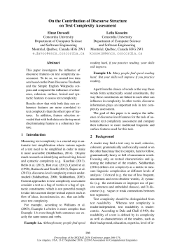 On the Contribution of Discourse Structure on Text Complexity