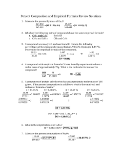 Percent Composition and Empirical Formula Review Solutions