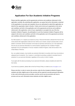Application For Sun Academic Initiative Programs