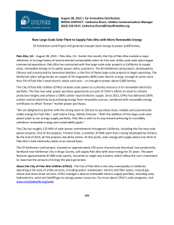 New Large-Scale Solar Plant to Supply Palo Alto