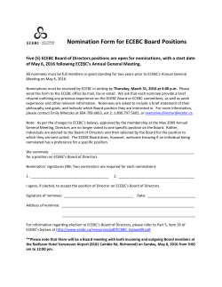 Nomination Form for ECEBC Board Positions