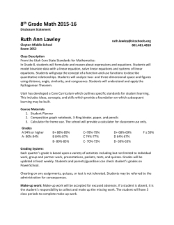 8th Grade Math 2015-16 Ruth Ann Lawley